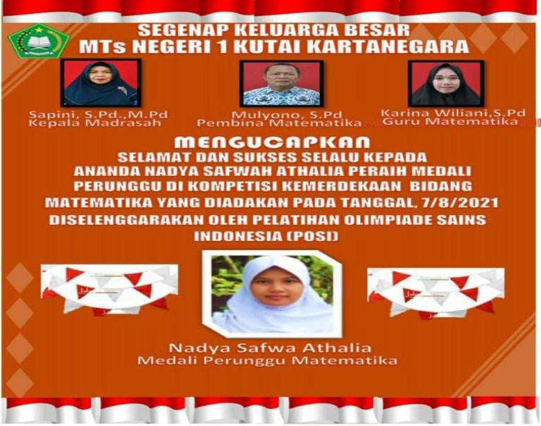 Nadya Safwah Athalia, Siswi MTs Negeri 1 Kukar yang Banyak Mengukir Prestasi