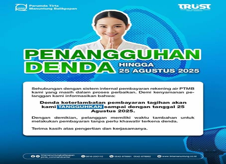 PTMB Balikpapan Tangguhkan Denda Keterlambatan Pembayaran Rekening Air Hingga 25 Agustus 2025