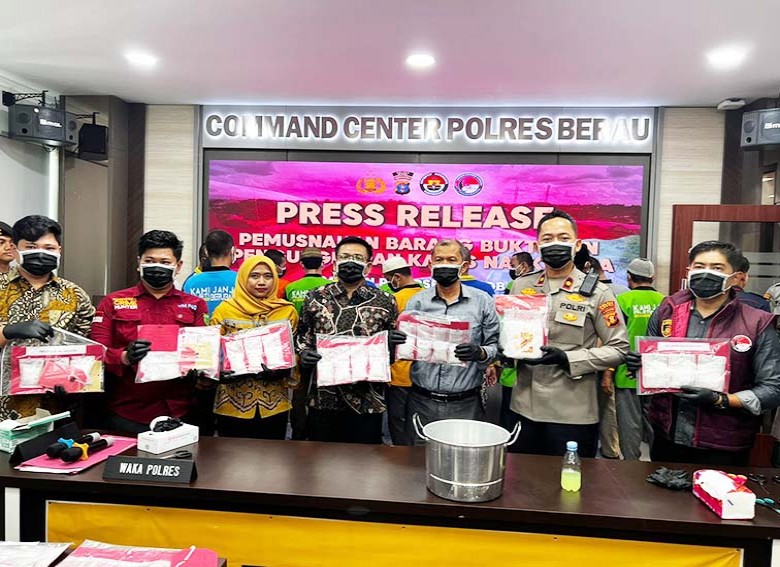 Polres Berau Musnahkan 2,3 Kg Sabu, 44 Tersangka Ditangkap dalam Dua Bulan