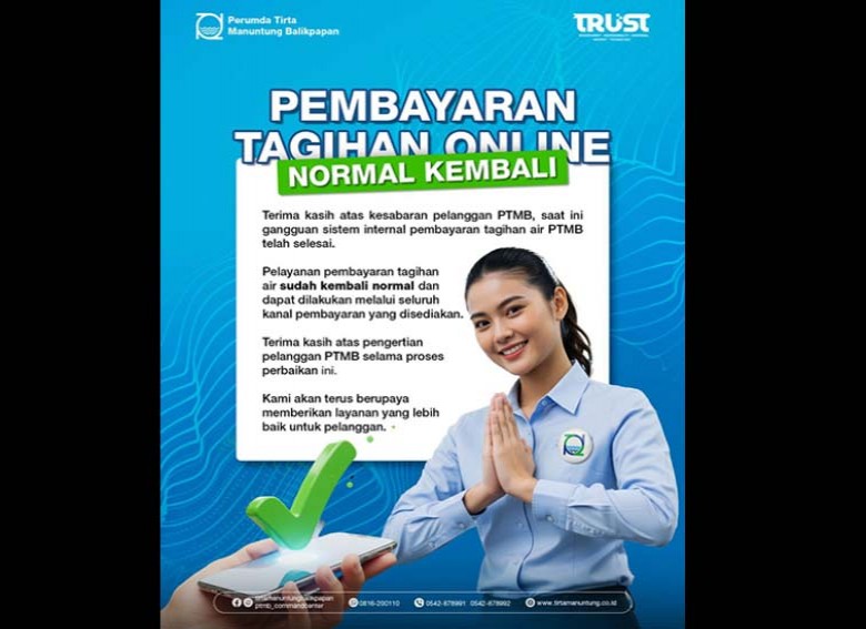 Sistem Pembayaran Tagihan Air PTMB Balikpapan Kembali Normal