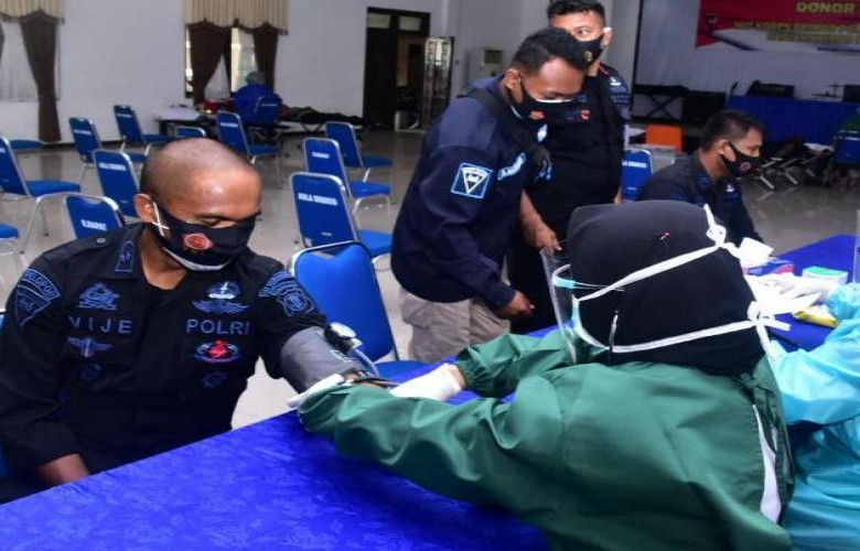 Sambut HUT Korps Brimob Polri Ke 75, Batalyon A Pelopor Brimob Kaltim Turut Meriahkan Donor Darah