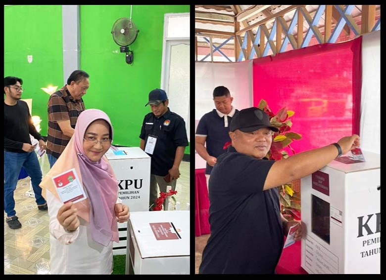 Sri Juniarsih Mas Gunakan Hak Suaranya di TPS 014 dan Gamalis Mencoblos di TPS 002