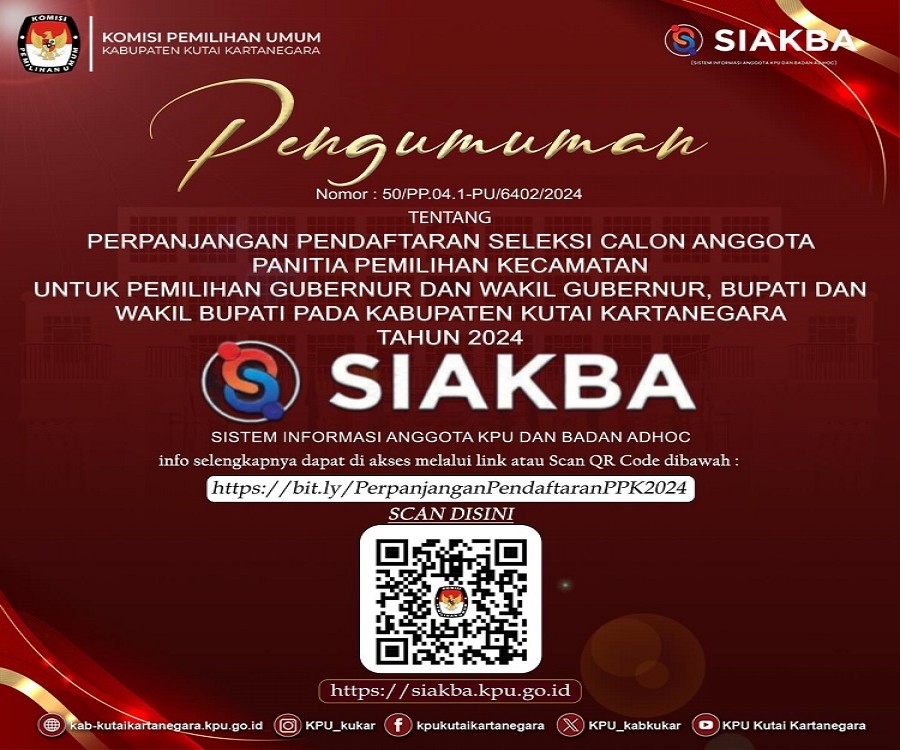 KPU Kukar Perpanjang Pendaftaran Seleksi Calon Anggota PPK Tahun 2024