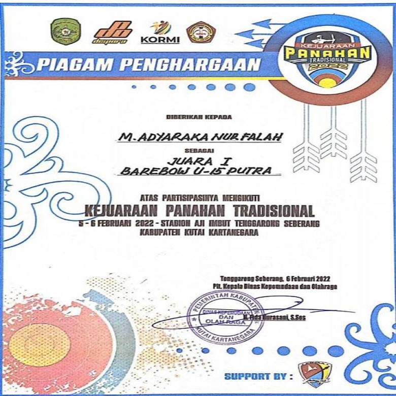 Siswa MTs Negeri 1 Kukar Raih 2 Juara dalam Kejuaraan Panahan Tradisional 2022