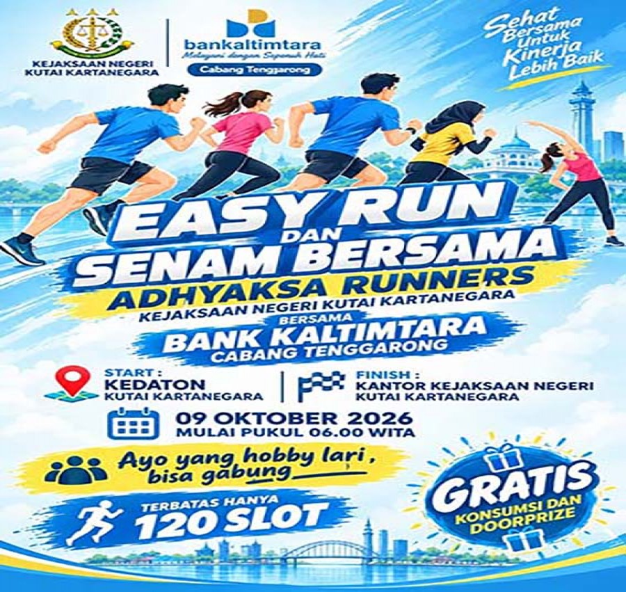 Ajak Warga Gemar Olahraga, Kejari Kukar dan Bankaltimtara Gelar Easy Run