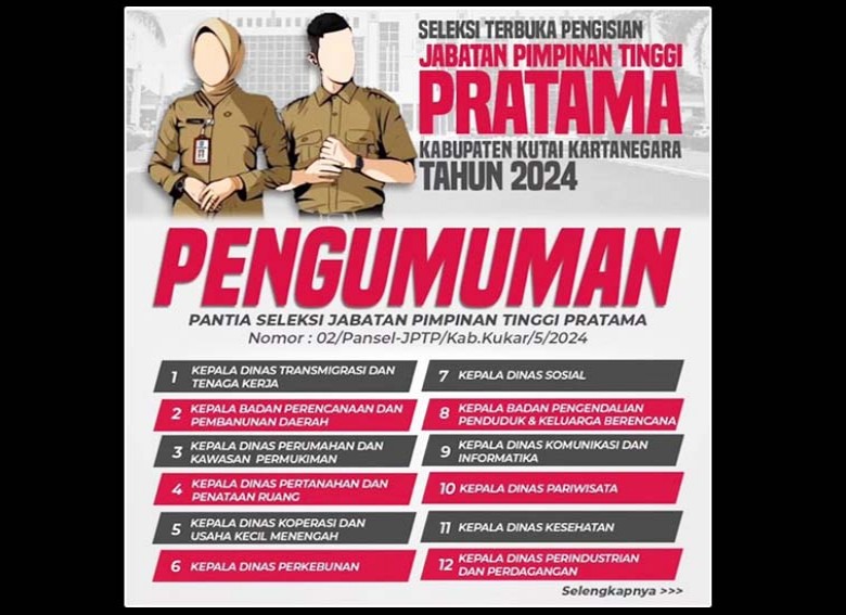Pemkab Kukar Gelar Seleksi Terbuka JPTP