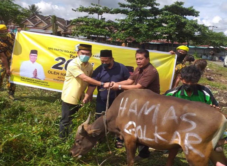 Ketua DPD Partai Golkar Kukar Salurkan 20 Ekor Hewan Kurban