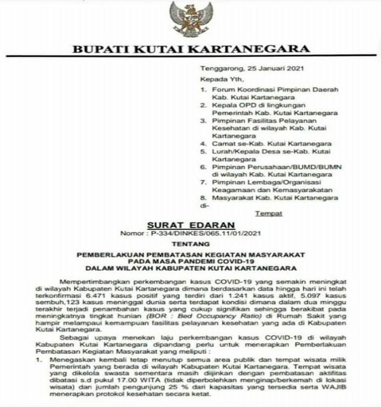 Mulai Besok Kukar Berlakukan Pembatasan Kegiatan Masyarakat