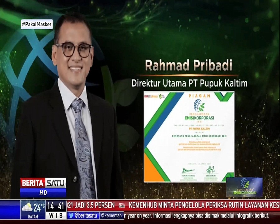 Komitmen Tekan Emisi GRK, PKT Raih Anugerah Transparansi dan Penurunan Emisi Korporasi Terbaik 2021