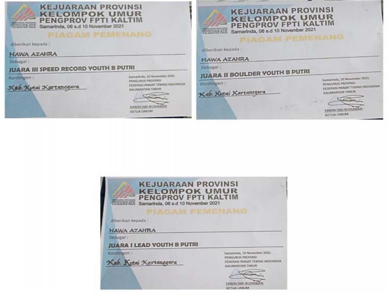 Hawa Azahra Berhasil Raih Tiga Prestasi Tingkat Kaltim
