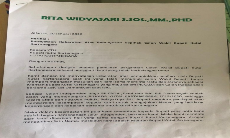 Ketua Gerindra Kukar Minta Edi Seriusi Surat Rita