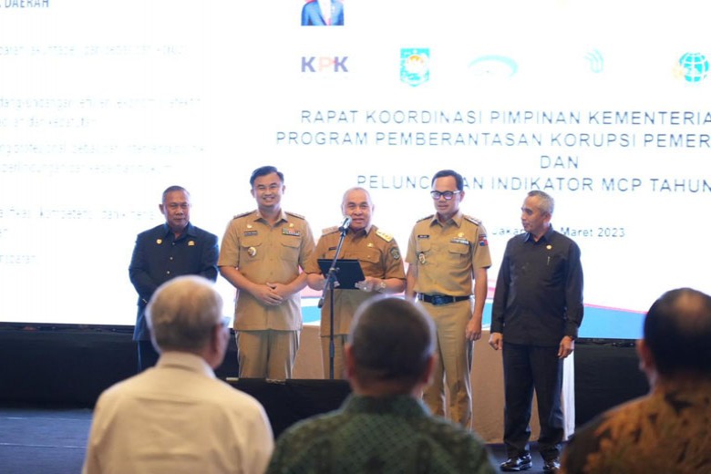 Rakorpim Kementerian Lembaga Program Pemberantasan Korupsi, Isran Noor Pimpin Pembacaan  Komitmen Antikorupsi Kepala Daerah