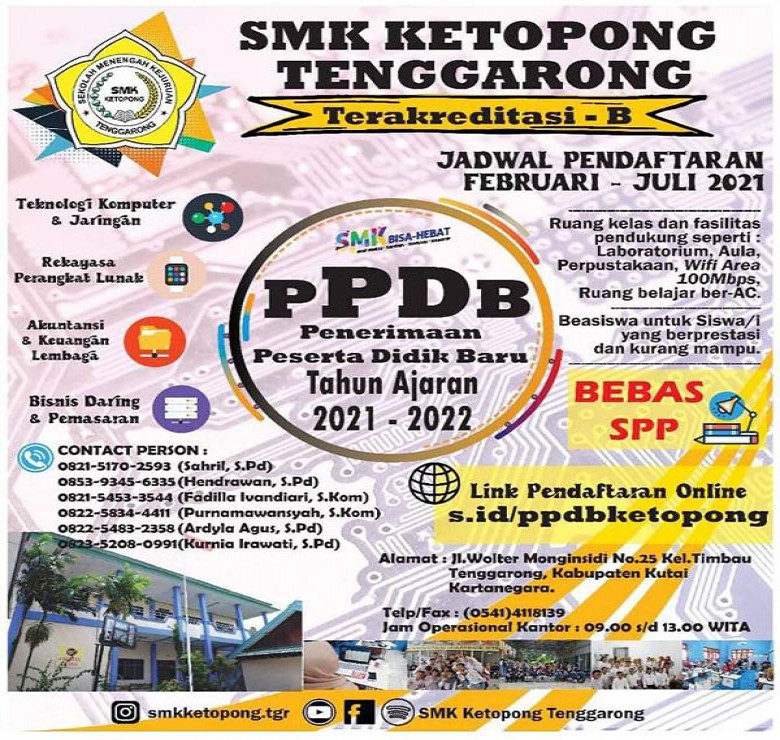 SMK Ketopong Masih Buka PPDB Sampai 3 Juli 2021, Sekolah Bebas SPP dan Miliki Fasilitas Lengkap