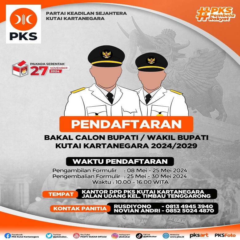 PKS Kukar Resmi Buka Pendaftaraan Bakal Calon Bupati dan Wakil Bupati