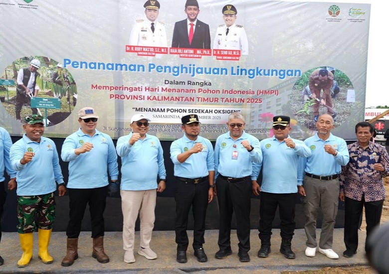 Gubernur Rudy Pimpin Penanaman Pohon di Areal Pompes Al-Bahjah Samarinda