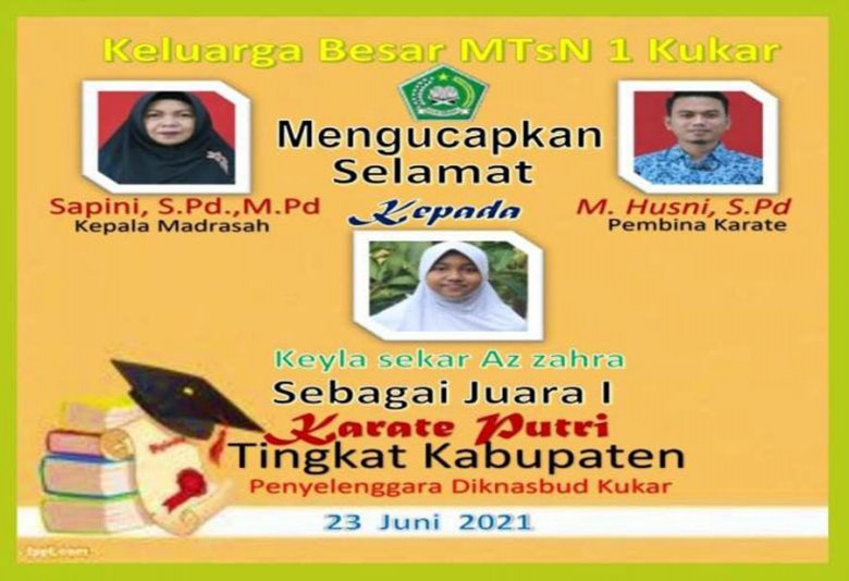 Siswi MTs Negeri 1 Kukar Juara 1 Cabor Karate Tingkat Kabupaten