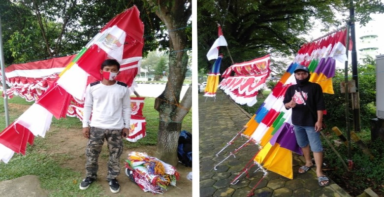 Jelang HUT RI ke 75, Pedagang Bendera Merah Putih dan Umbul-Umbul Menjamur di Tenggarong