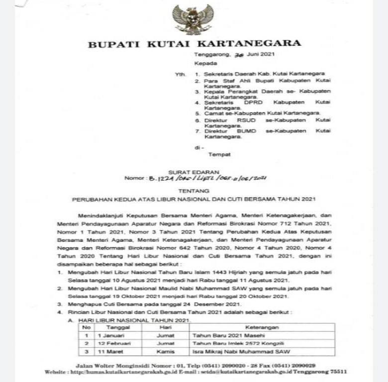 Pemerintah Tetapkan Perubahan Kedua Libur Nasional dan Cuti Bersama 2021