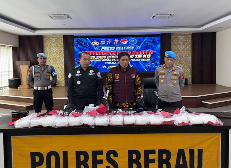 Polres Berau dan Polda Kaltara Gagalkan Pengiriman 15 Kg Sabu Lintas Wilayah, Diduga Menuju Samarinda, 3 Diamankan dan 1 Orang dalam Pencarian