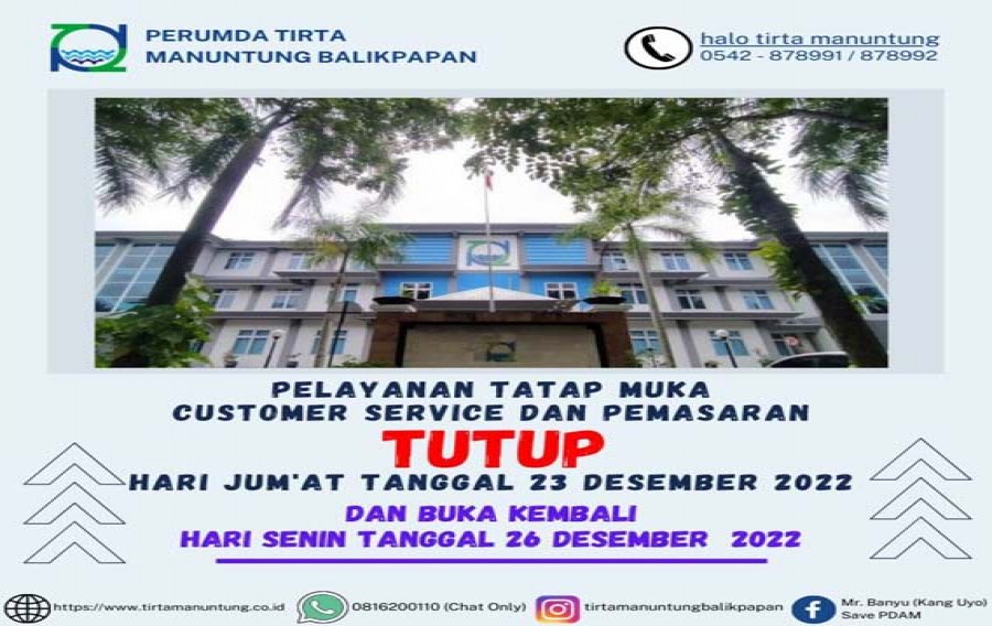 Pelayanan Customer Service dan Pemasaran PTMB Tutup 23 Desember 2022