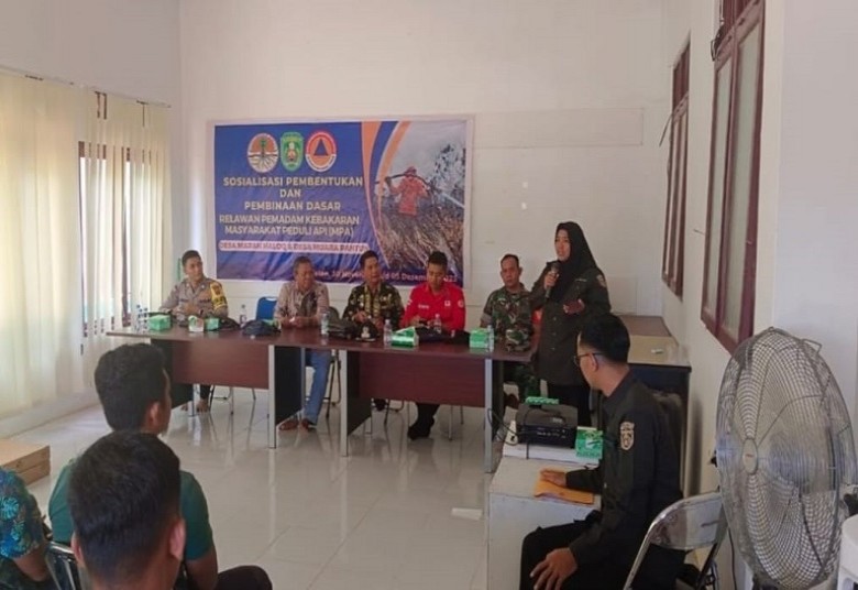 Relawan MPA Desa Marah Haloq dan Muara Pantun Dibekali Pembinaan Dasar Pemadam Kebakaran