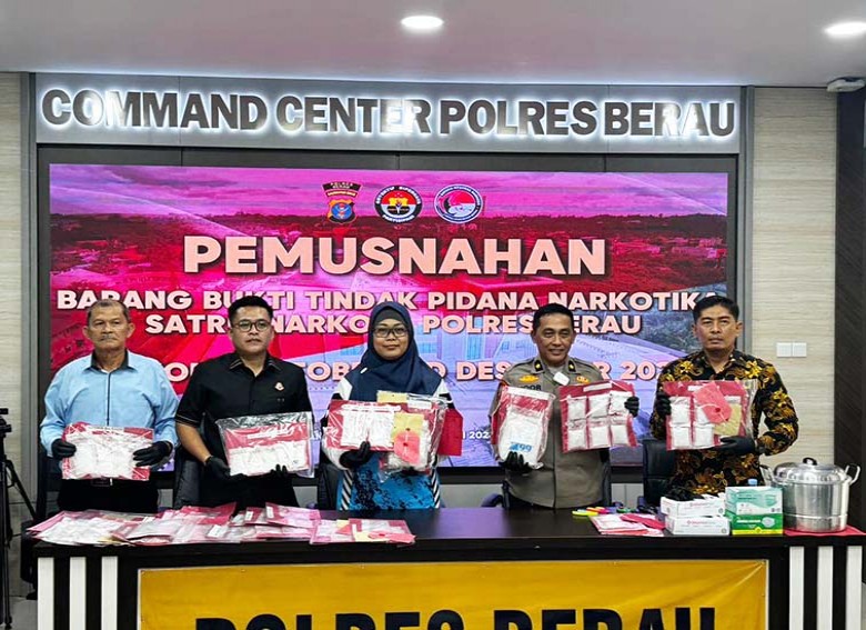 Tanpa Ekspos Terbuka Polres Berau Musnahkan 3,2 Kilogram Sabu