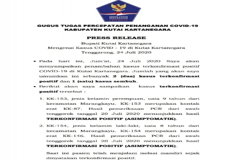Kukar Tambah Lagi 2 Kasus Positif Covid-19