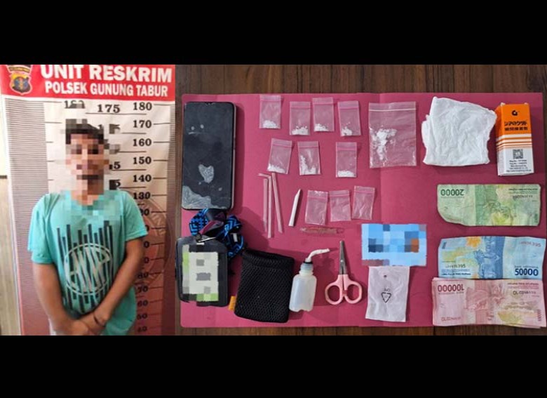 Polsek Gunung Tabur Tangkap Pengedar Sabu, 4,65 Gram Barang Bukti Diamankan