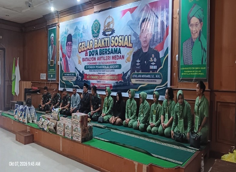 HUT ke 1, Yonarmed 22/Kesumawira Gelar Bakti Sosial dan Doa Bersama di Ponpes Al Abqory