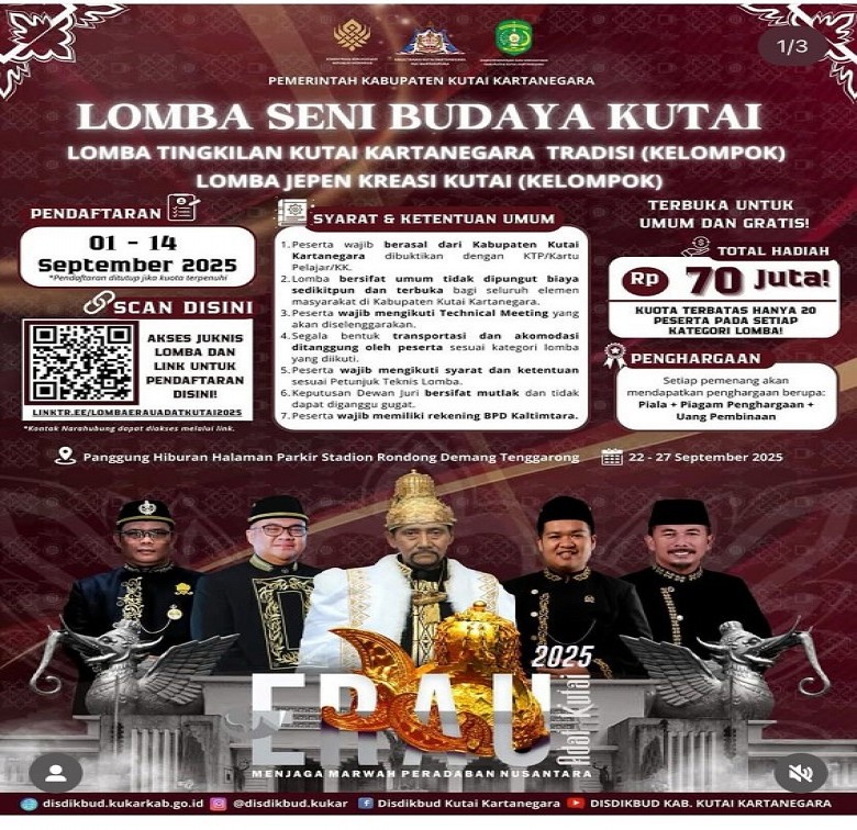 Peserta Lomba Seni Erau 2025 Dibatasi 20 Orang per Kategori