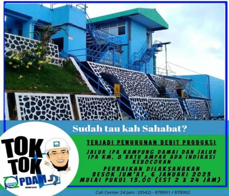 Terjadi Penurunan Debit Produksi, Jalur Pipa Damai dan Km 8 Ada Perbaikan