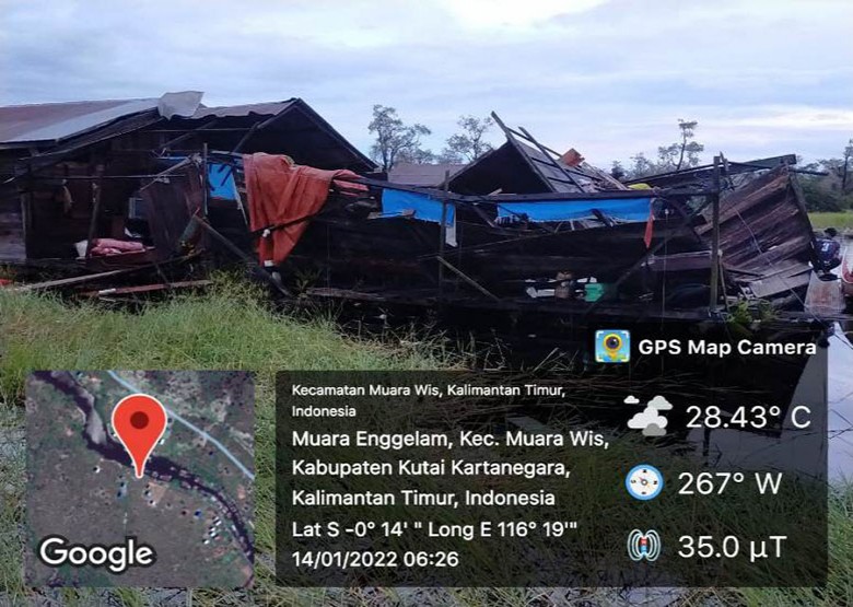 Belasan Bangunan di Muara Wis Rusak Diterjang Angin Puting Beliung
