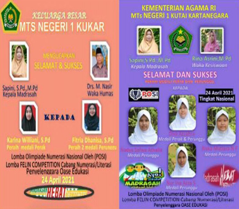Guru dan Siswa MTs Negeri 1 Kukar Raih Prestasi