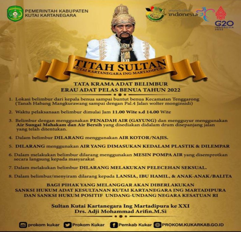 Sultan Kutai Kartanegara Keluarkan Titah Tata Krama Belimbur Erau 2022